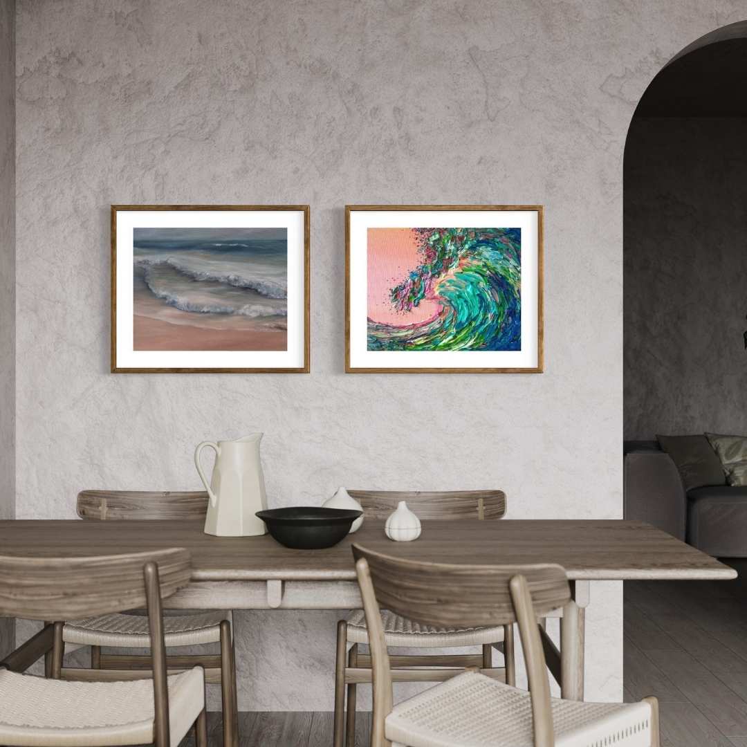 pink wave, ocean art, beach house decor, intuitive art, energy artist, vibrant decor, vibrant art print, hawaii art prints, hawaii ocean art, banzai pipeline, energy portrait