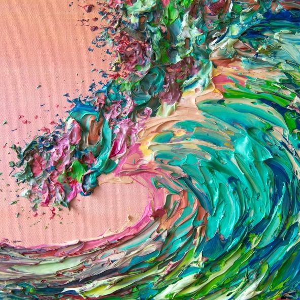 pastel color ocean wave, surf art, surf room decor, healing art, reiki art, energy portrait wave