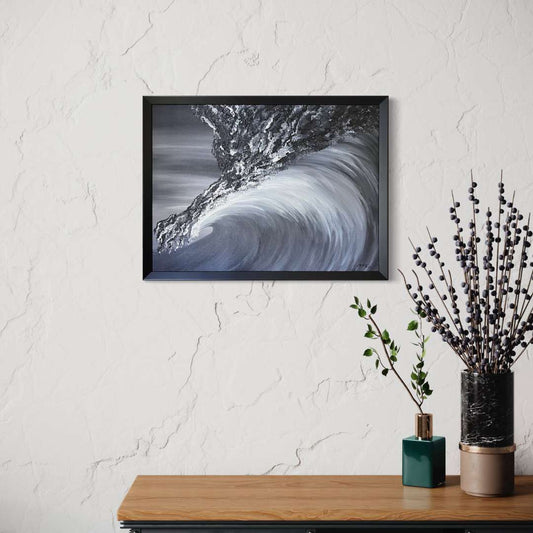 black white art, wave art, surf art, black and white aesthetic, framed art