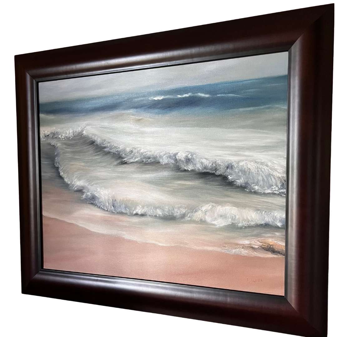 oil painting, oil seascape, framed art, hawaii art, waimanalo beach, nalo, calm beach art, beach house decor, art made in hawaii