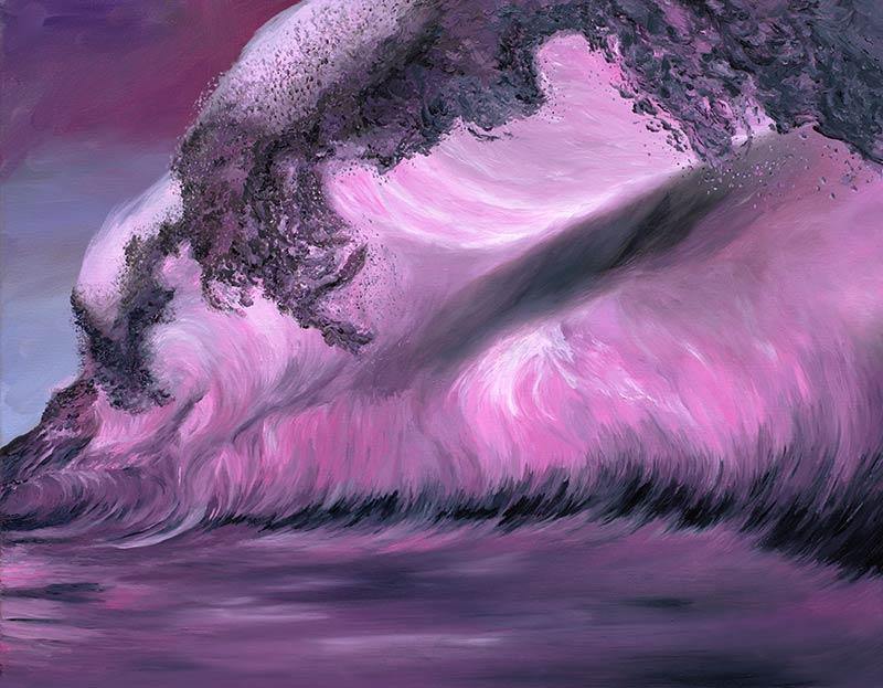 pink aesthetic ocean wave original painting