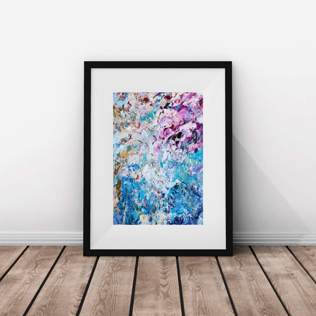 abstract painting, seascape abstract, hawaii art print, ocean art print, abstract ocean, blue, magenta, sand tones