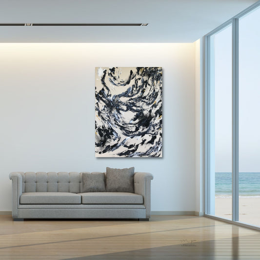 black and white abstract painting, trauma healing art, texture art, texture painting, abstract art hawaii, abstract artist hawaii