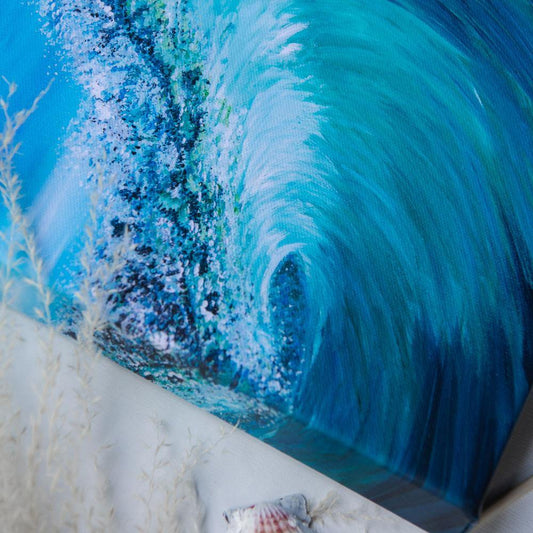 Blue wave giclee canvas print