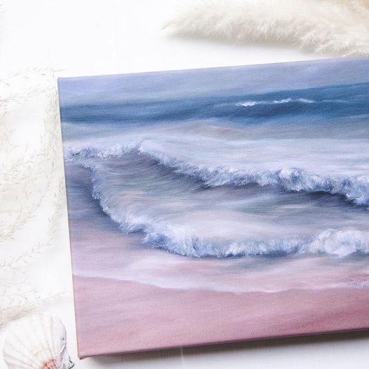 neutral coastal wave giclee canvas print